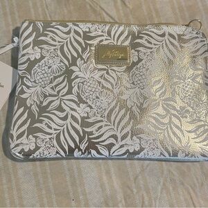 Lilly Pulitzer Silver and White Cosmetic Bag